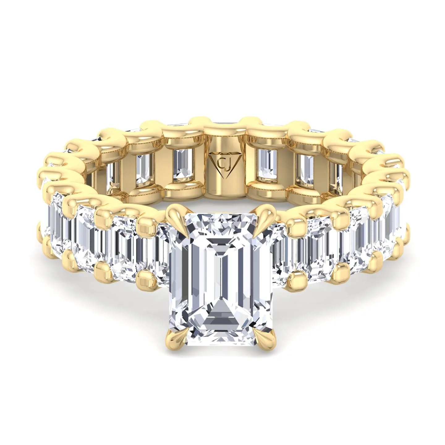 Gemini - 6 Carat Emerald Cut Diamond Eternity Engagement Ring (U-Prong Setting)