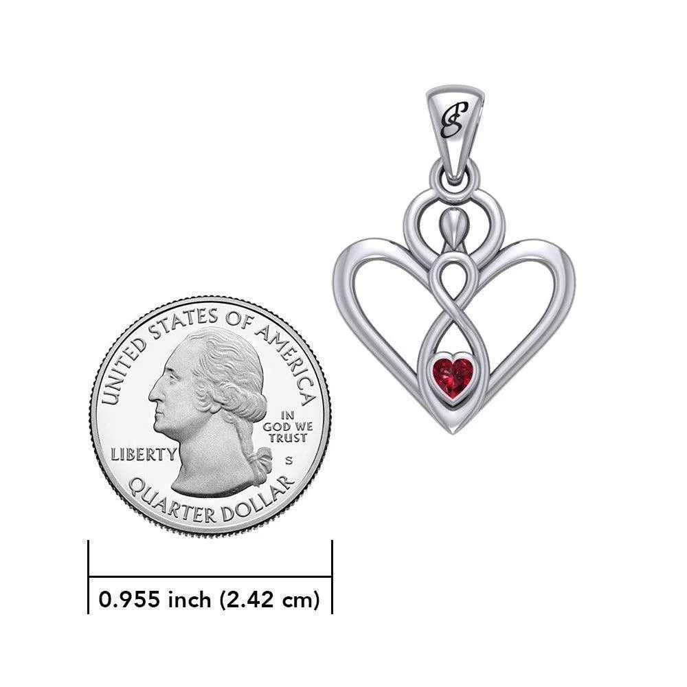 Gemstone Elegance Eternal Goddess Love Sterling Silver Immortal Love Pendant with Chain by Peter Stone TSE880
