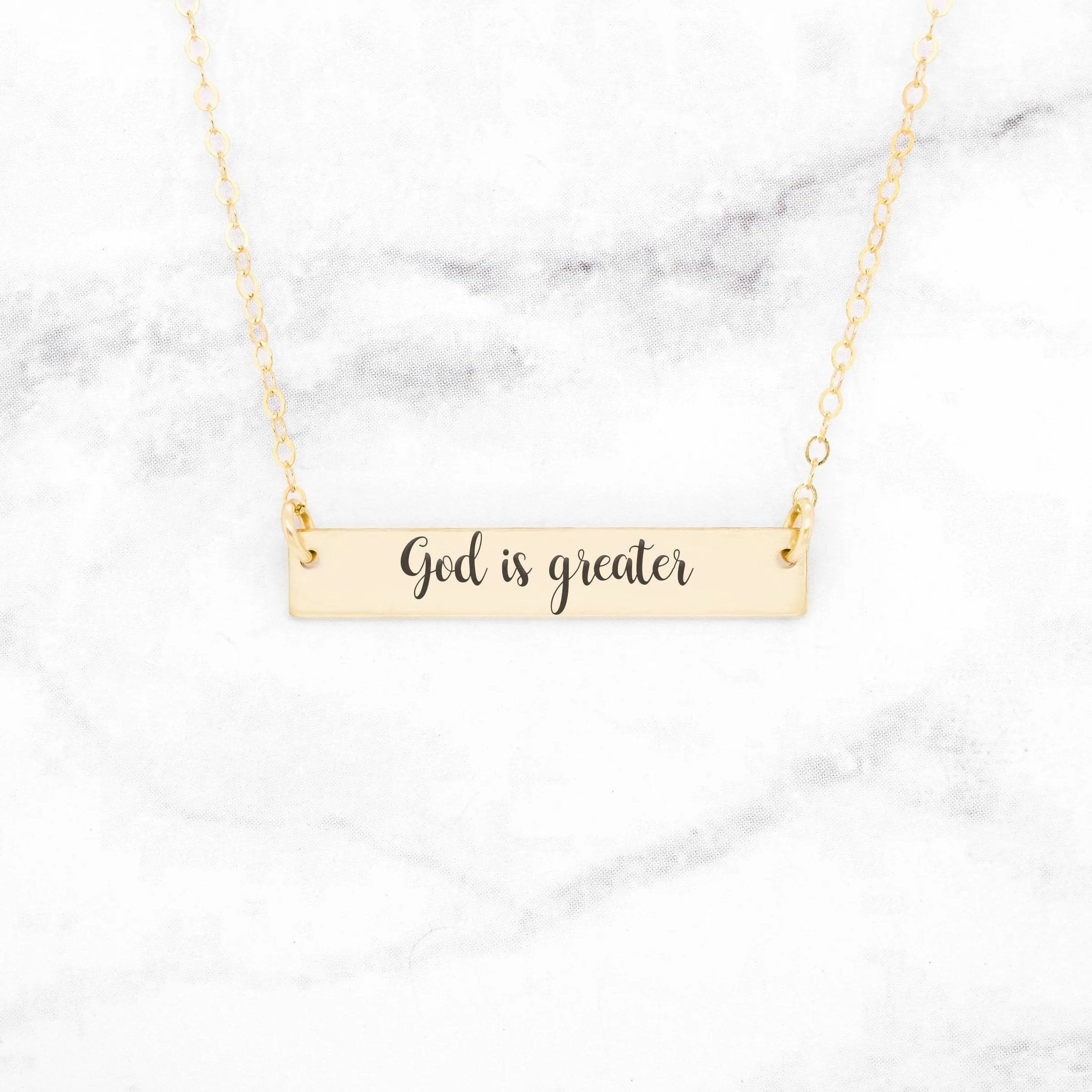 God Is Greater Necklace - Gold Bar Necklace