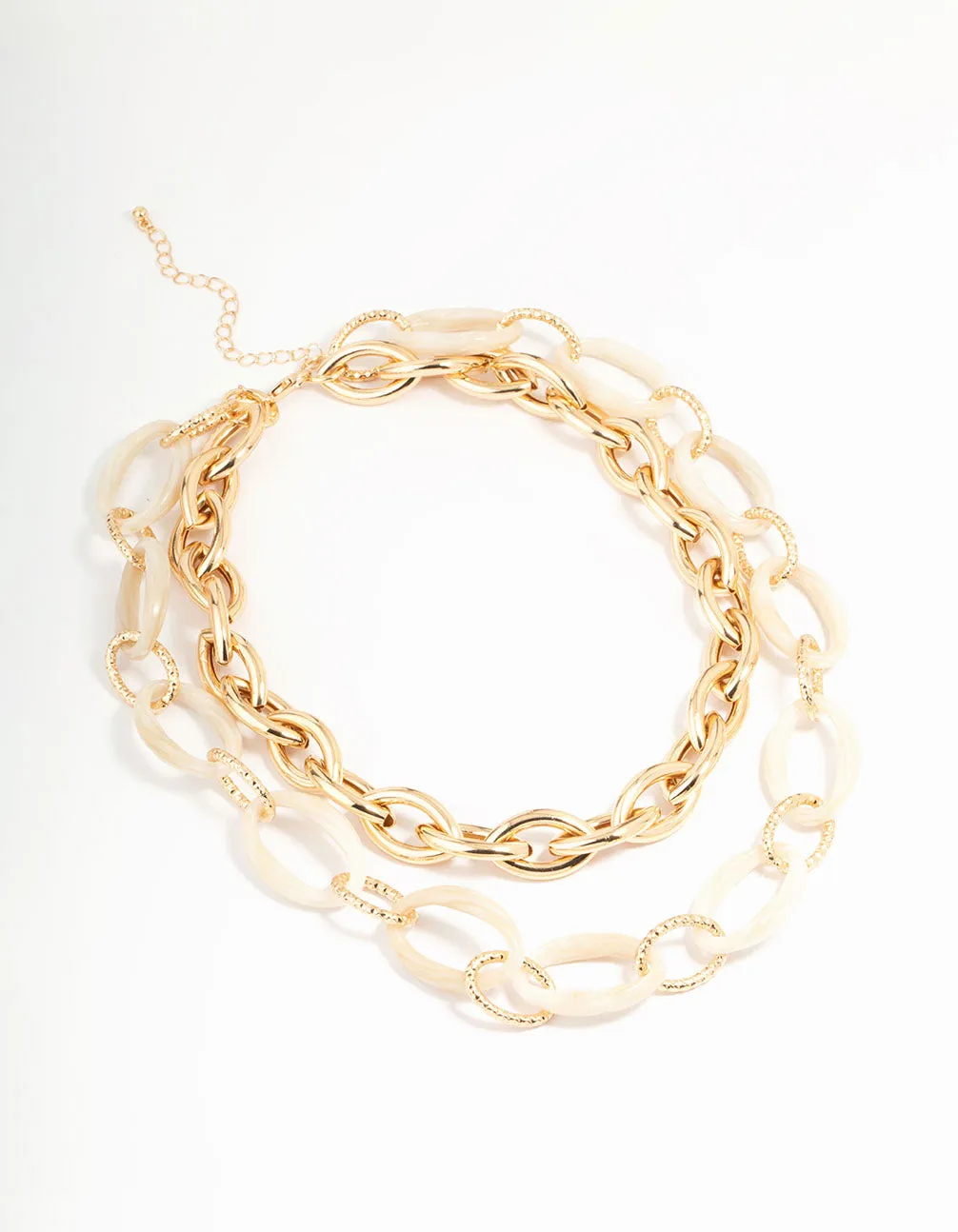 Gold & Acrylic Layered Chain Necklace