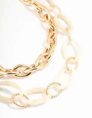 Gold & Acrylic Layered Chain Necklace
