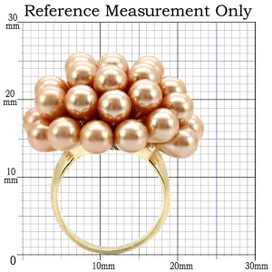 Gold Brass Ring with Synthetic Pearl in Champagne for Women Style 1W050