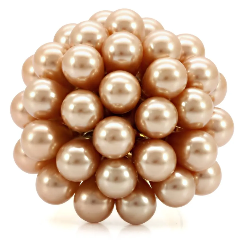Gold Brass Ring with Synthetic Pearl in Champagne for Women Style 1W050