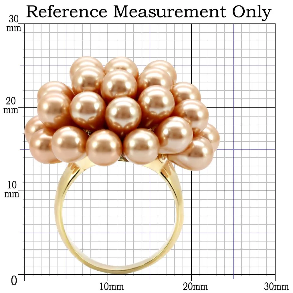 Gold Brass Ring with Synthetic Pearl in Champagne for Women Style 1W050
