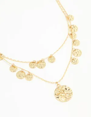 Gold Coin Layered Necklace