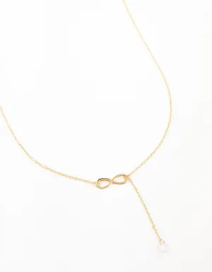 Gold Infinity Diamante Y-Necklace