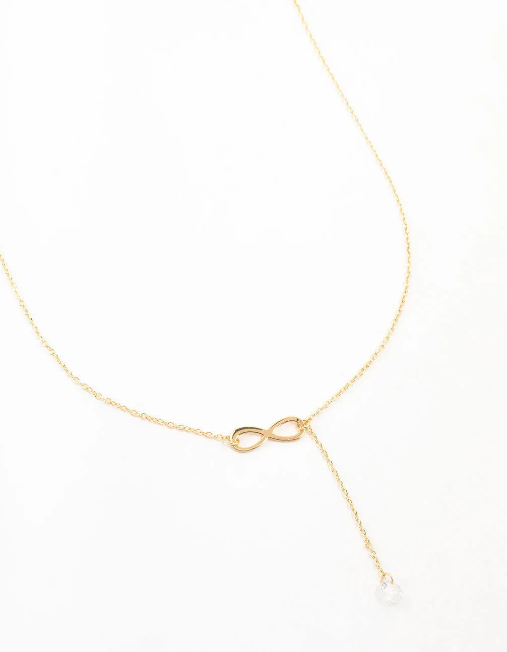 Gold Infinity Diamante Y-Necklace