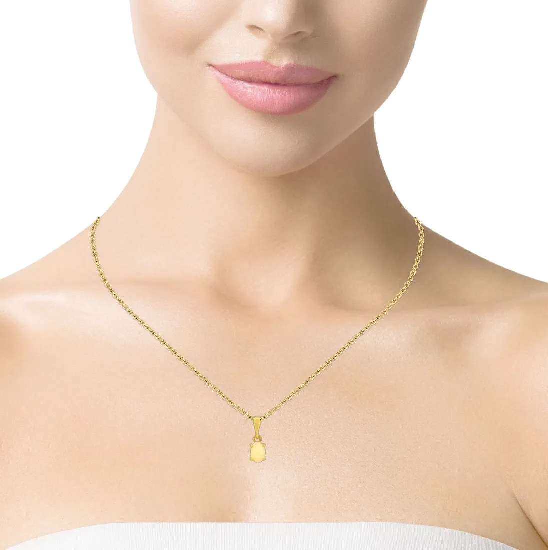 Gold Plated Sterling Silver Pendant - 7x5mm White Opal, Dainty Minimalist Necklace, Perfect Birthstone Gift for Her, Women's Crystal Necklace