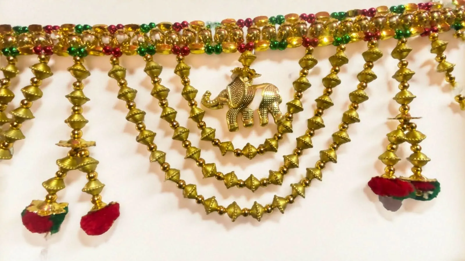 Golden Pearl-Moti Plastic Beads Fancy Handmade Door Hanging/Bandarwal Toran Door Diwali Decoration (TPT)