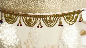 Golden Pearl-Moti Plastic Beads Fancy Handmade Door Hanging/Bandarwal Toran Door Diwali Decoration (TPT)