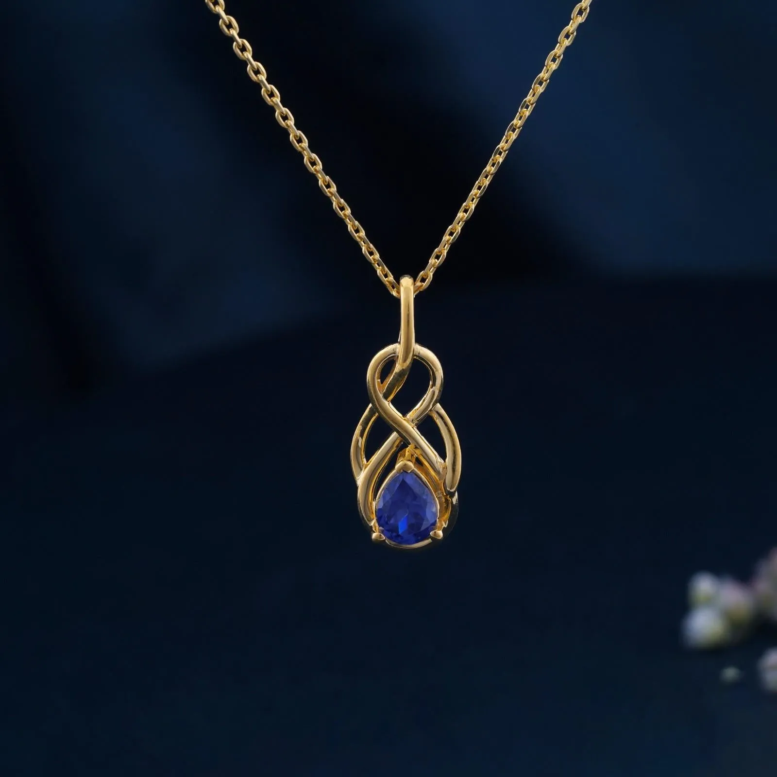 Golden Sapphire Infinity knot Pendant