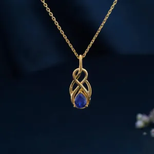 Golden Sapphire Infinity knot Pendant