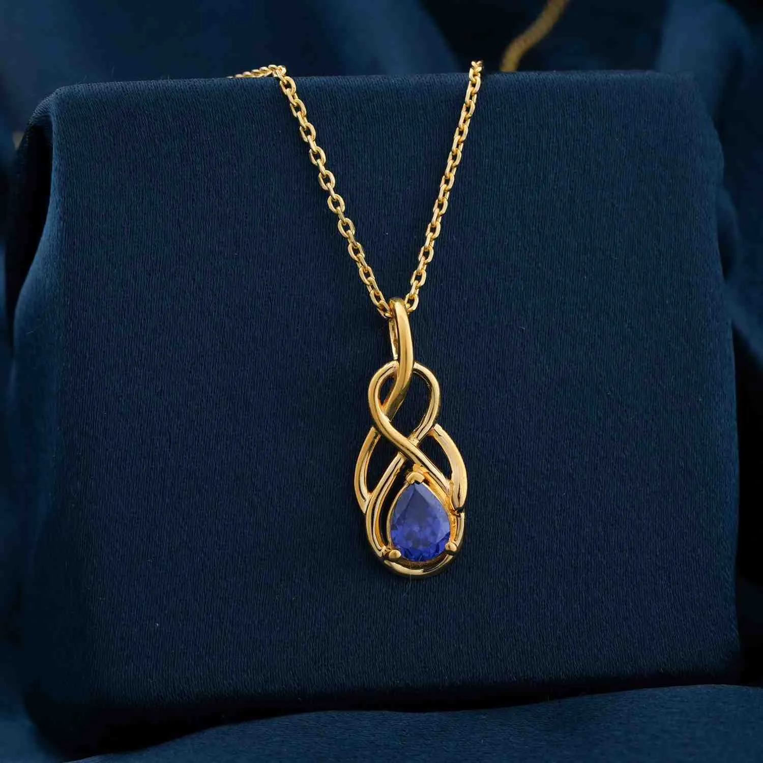 Golden Sapphire Infinity knot Pendant