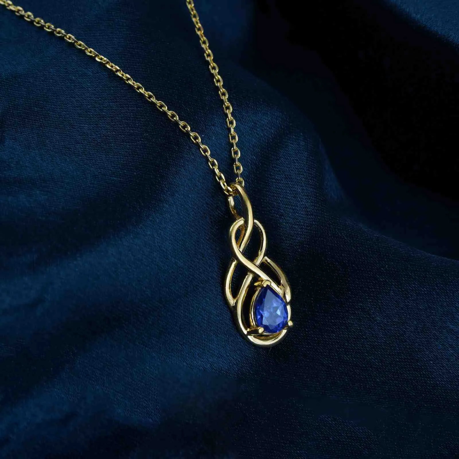 Golden Sapphire Infinity knot Pendant