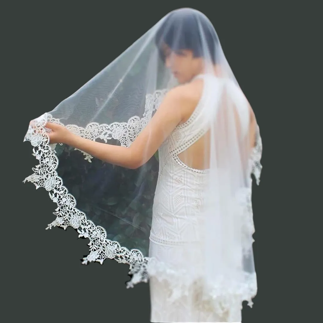 GownLink's Graceful Cathedral Bridal Short Veil for Christian & Catholic Weddings GLCP2