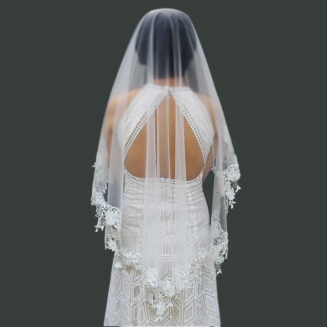 GownLink's Graceful Cathedral Bridal Short Veil for Christian & Catholic Weddings GLCP2
