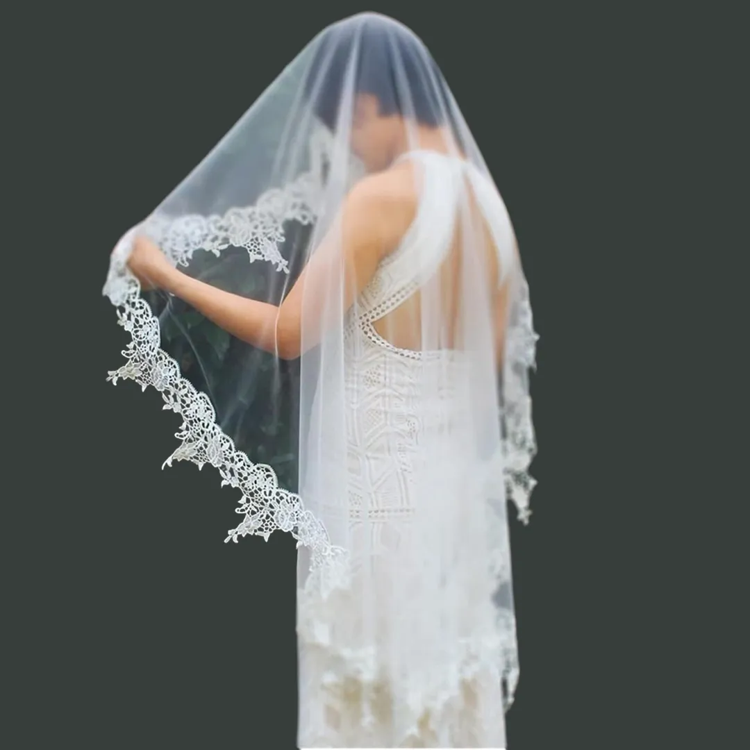 GownLink's Graceful Cathedral Bridal Short Veil for Christian & Catholic Weddings GLCP2