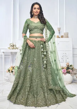 Graceful Green Trendy Style Designer Bridal Lehenga Choli