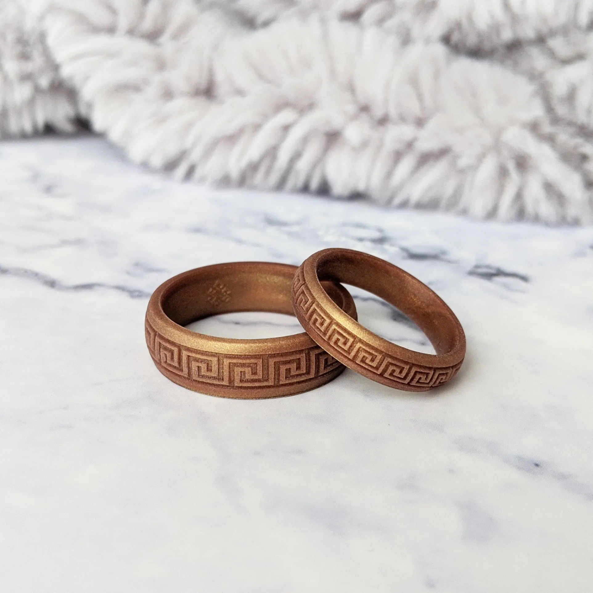 Greek Key Engraved Silicone Ring in Silver and more colours