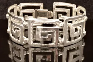 Greek Key Meander Bracelet in Sterling Silver (B-73)