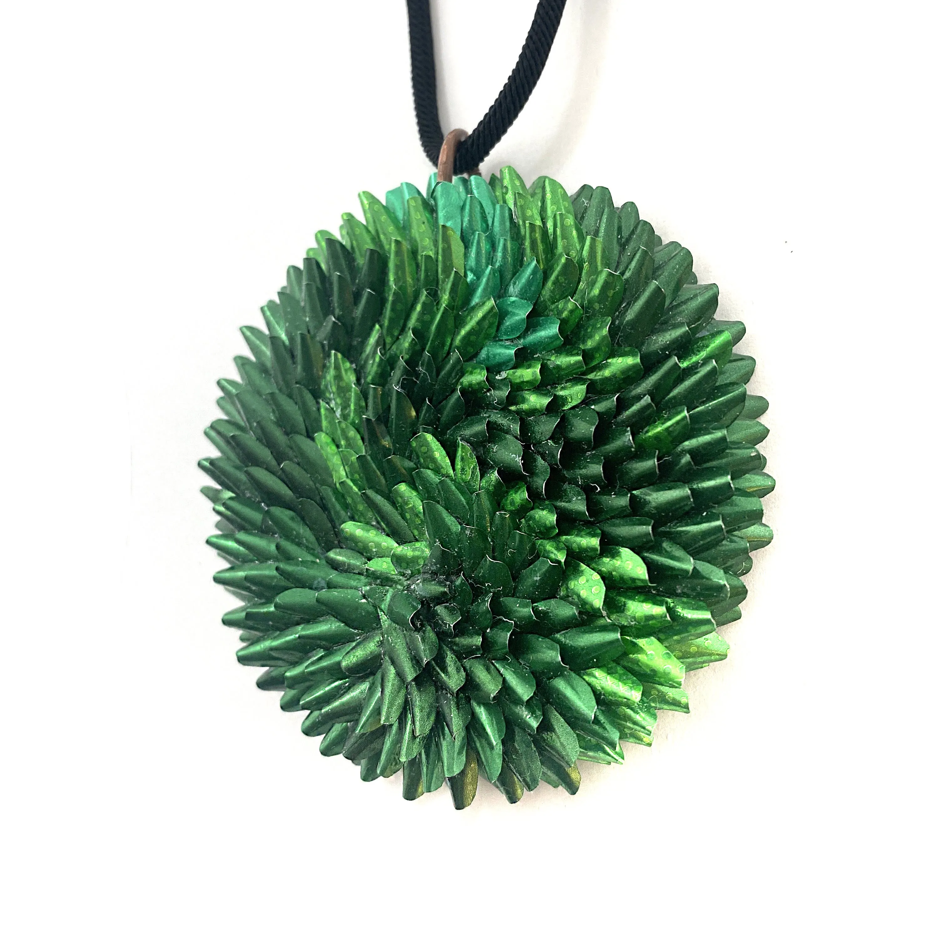Green and Black Aluminum Medallion Necklace