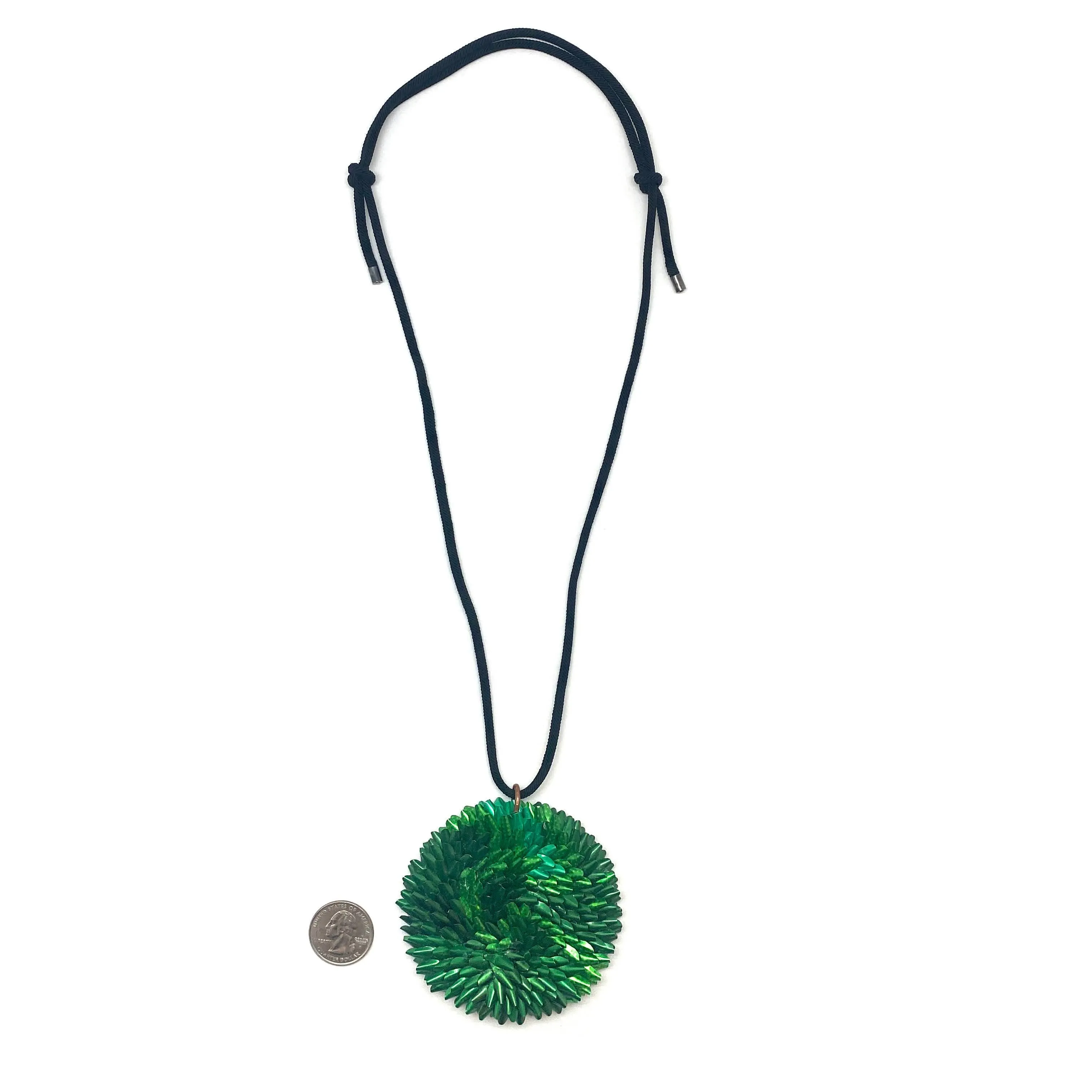 Green and Black Aluminum Medallion Necklace