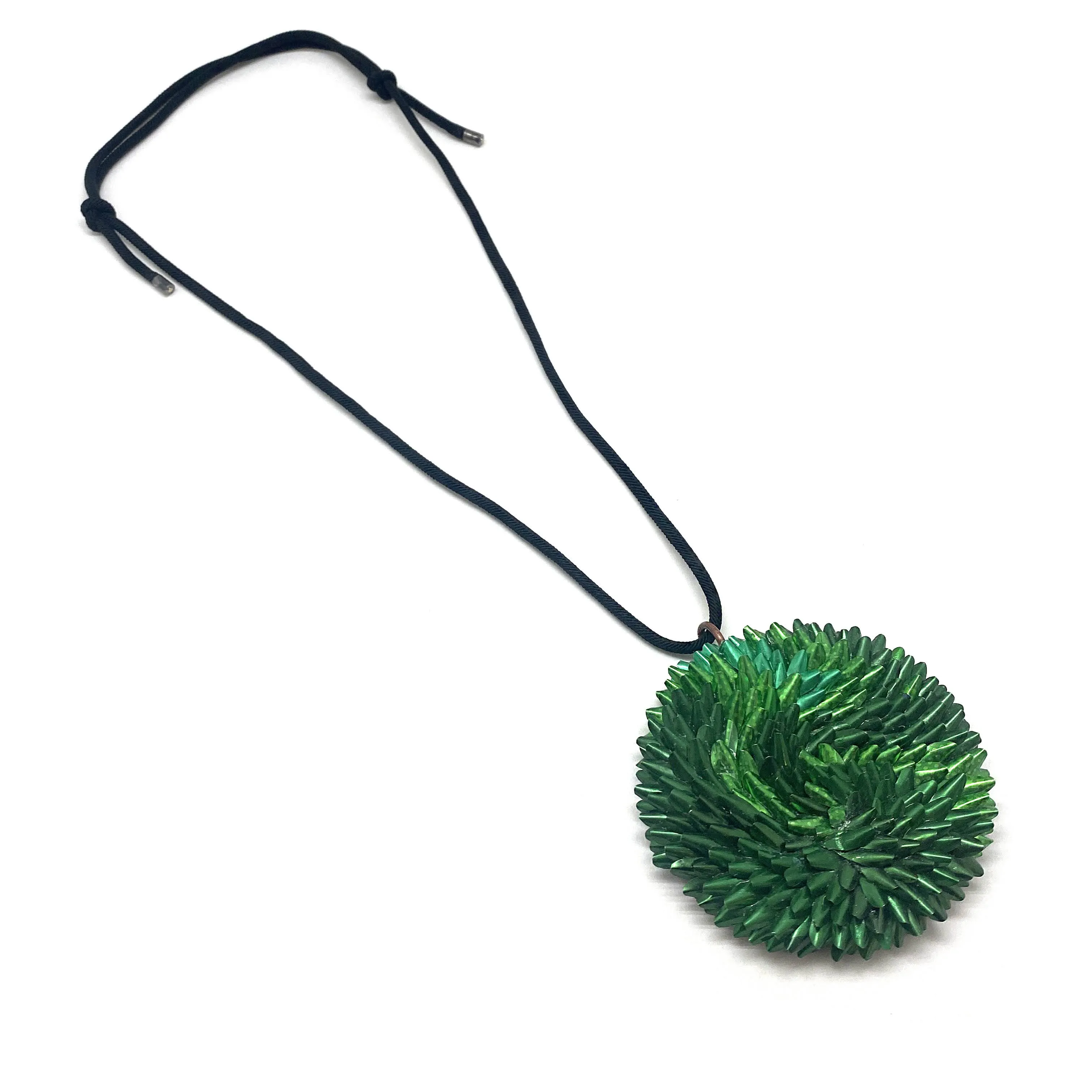 Green and Black Aluminum Medallion Necklace