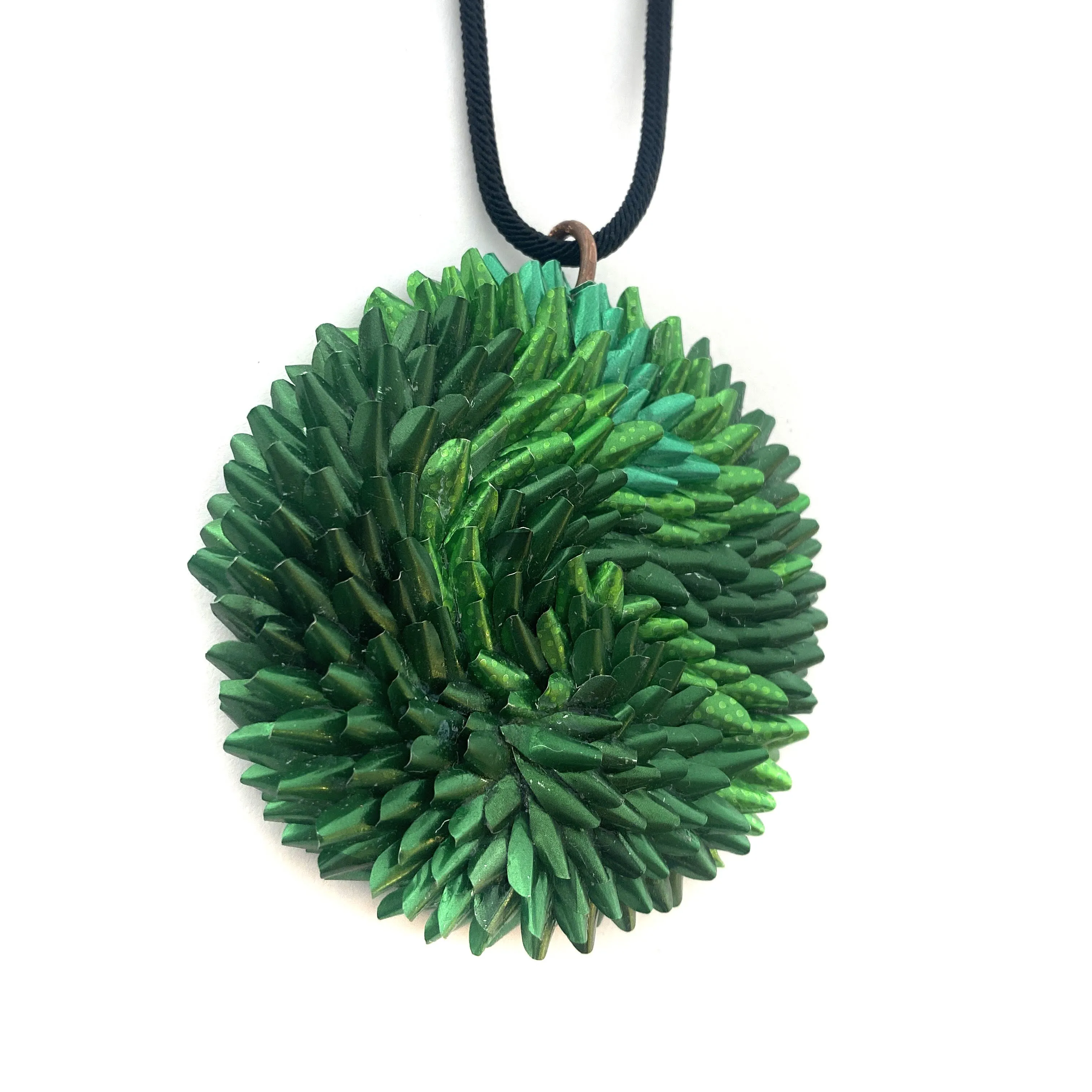 Green and Black Aluminum Medallion Necklace