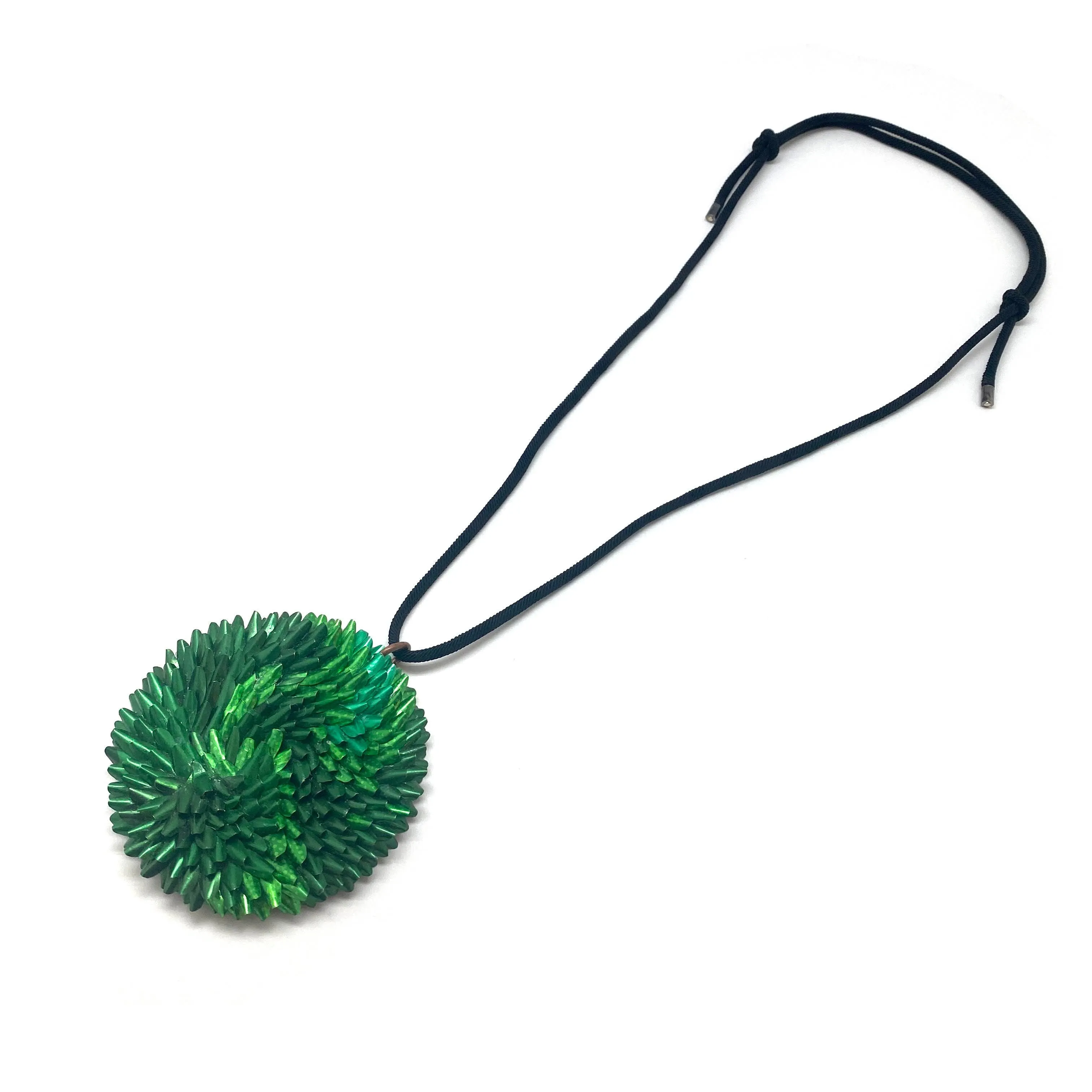 Green and Black Aluminum Medallion Necklace