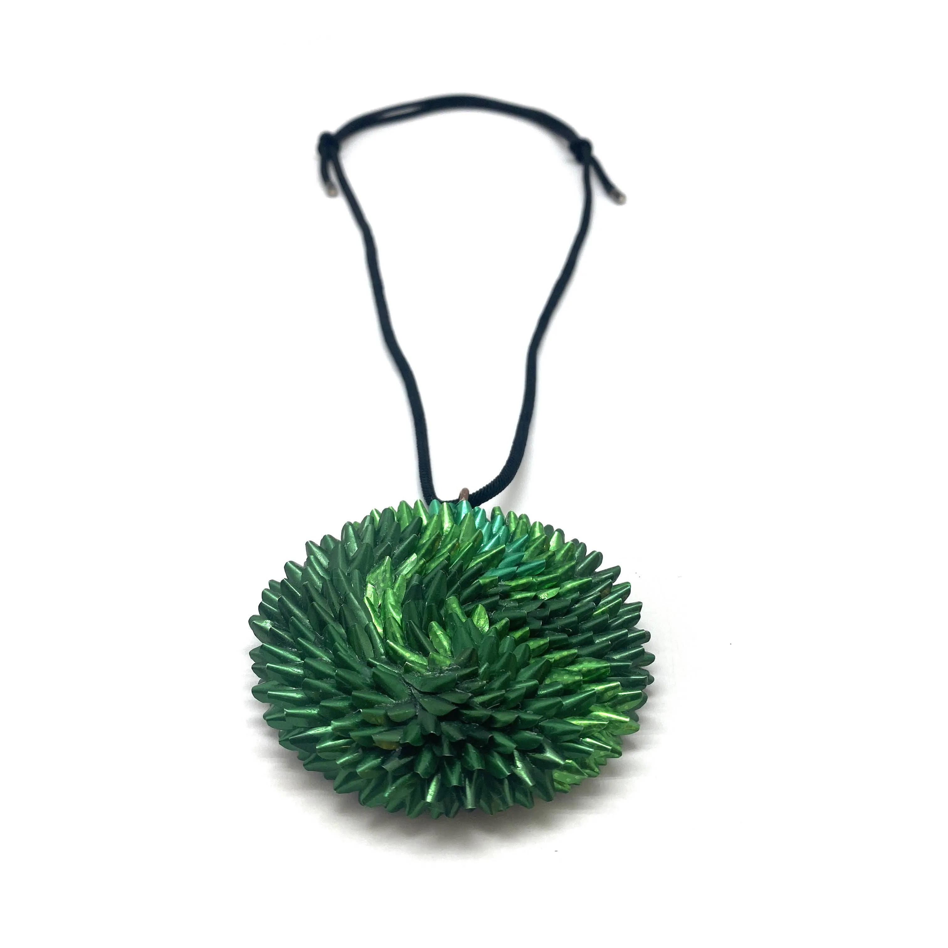 Green and Black Aluminum Medallion Necklace
