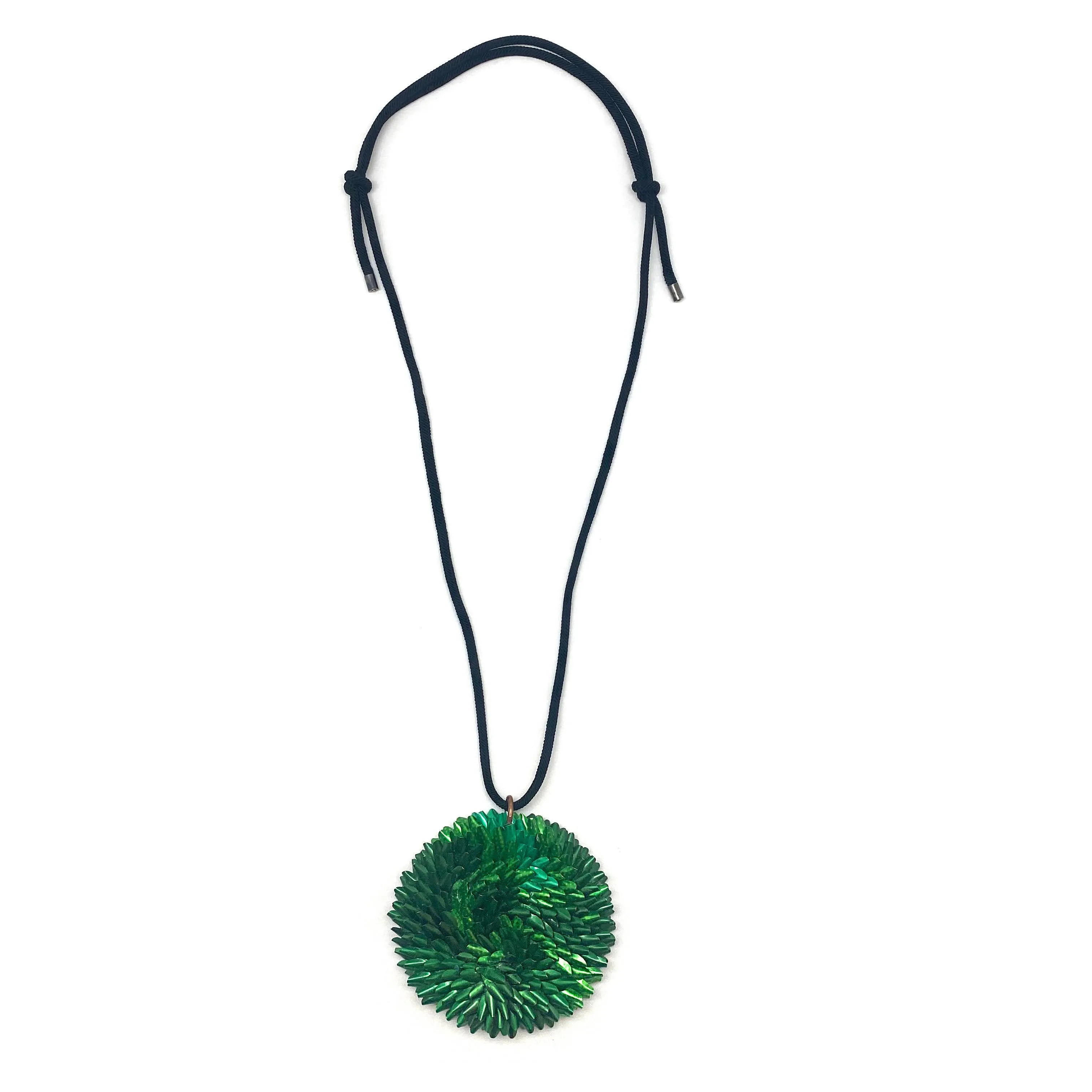 Green and Black Aluminum Medallion Necklace