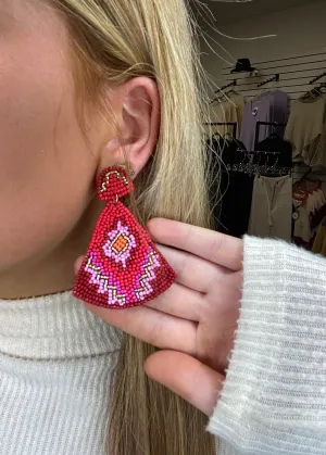 Half Oval & Triangle Bead Earrings