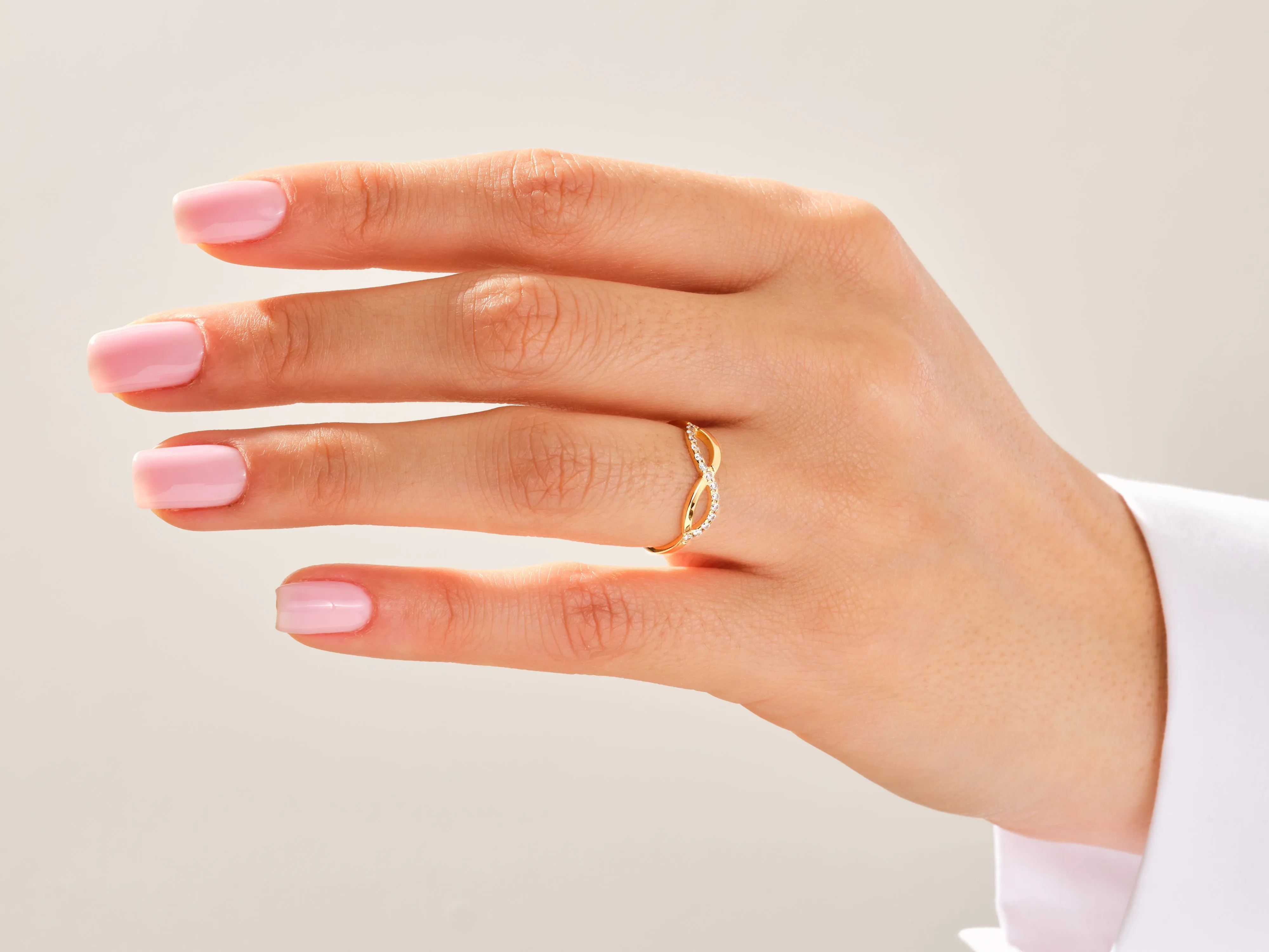 Halfway Set Infinity Moissanite Wedding Band