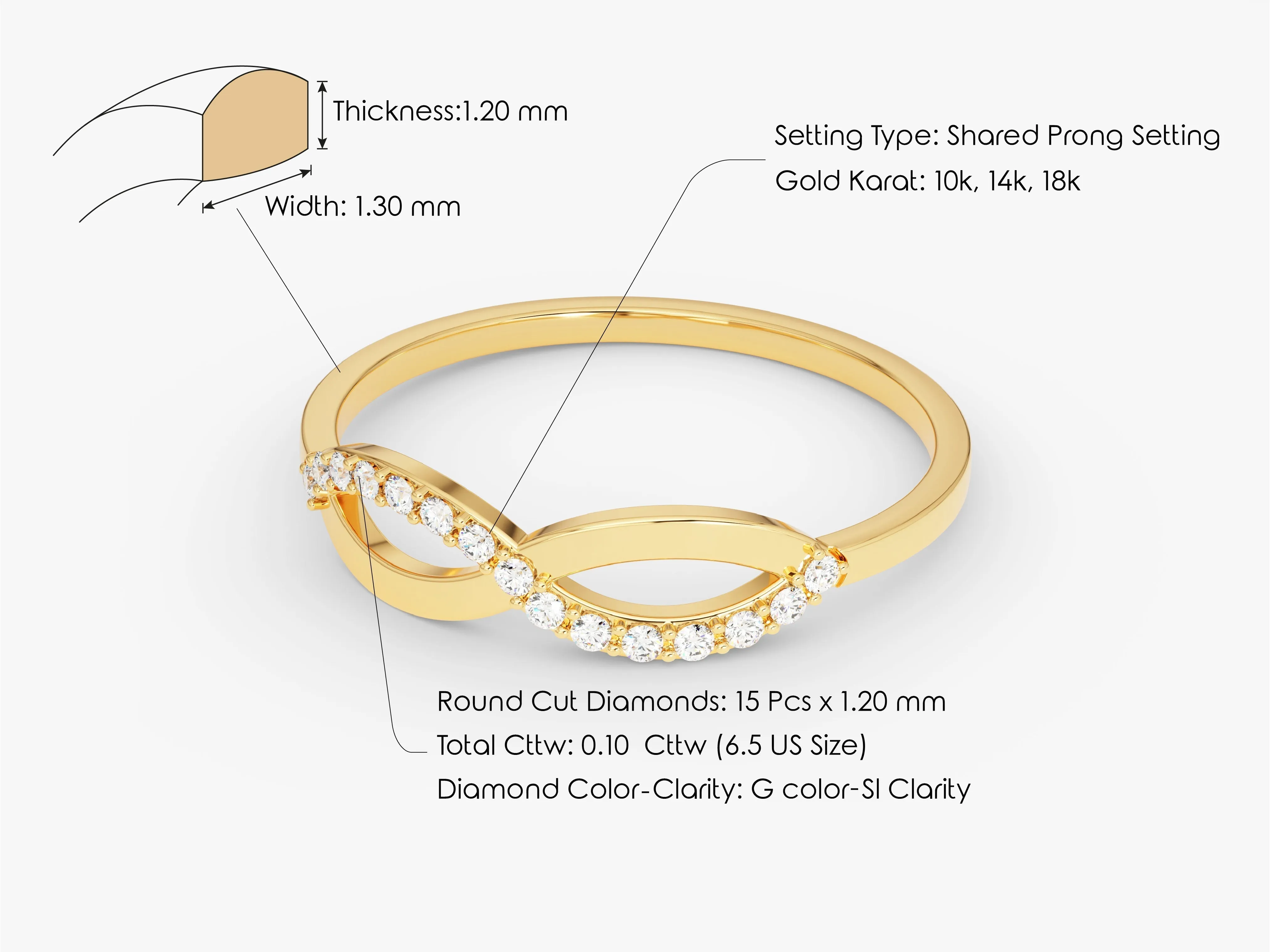 Halfway Set Infinity Moissanite Wedding Band