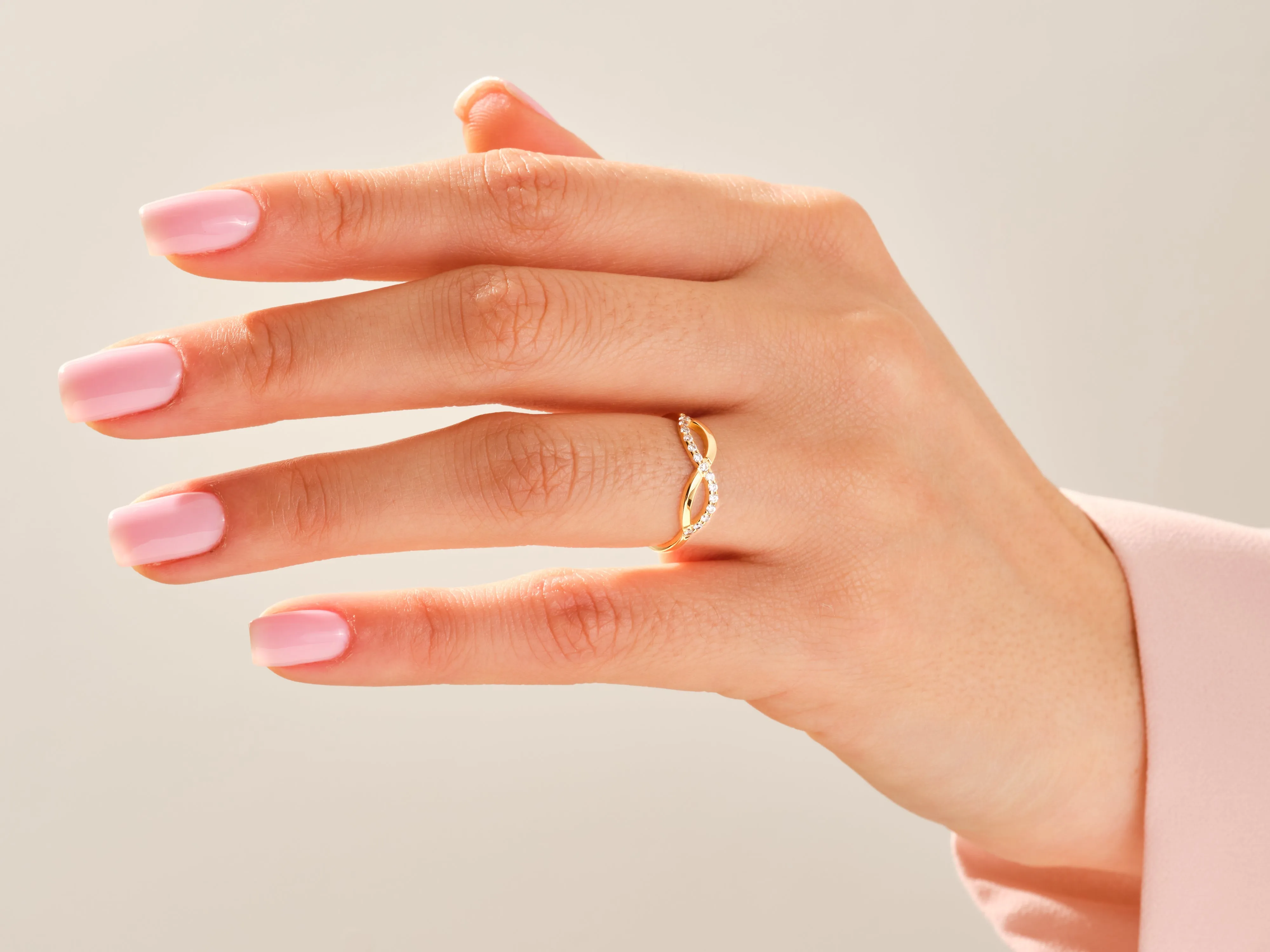 Halfway Set Infinity Moissanite Wedding Band