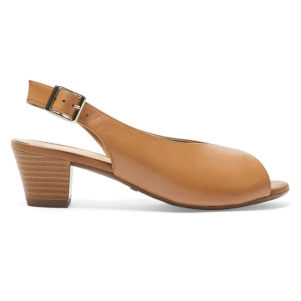 Hilda Heel in Tan Leather