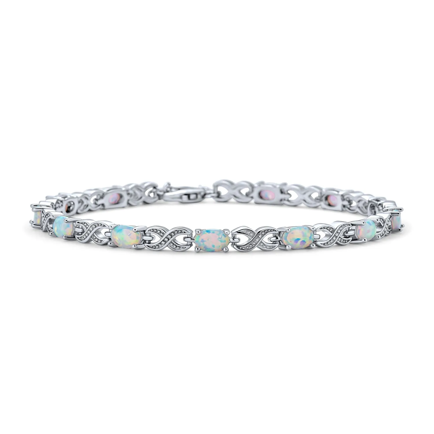 Imitation Amethyst Sapphire Oval AA CZ Infinity Tennis Bracelet Silver