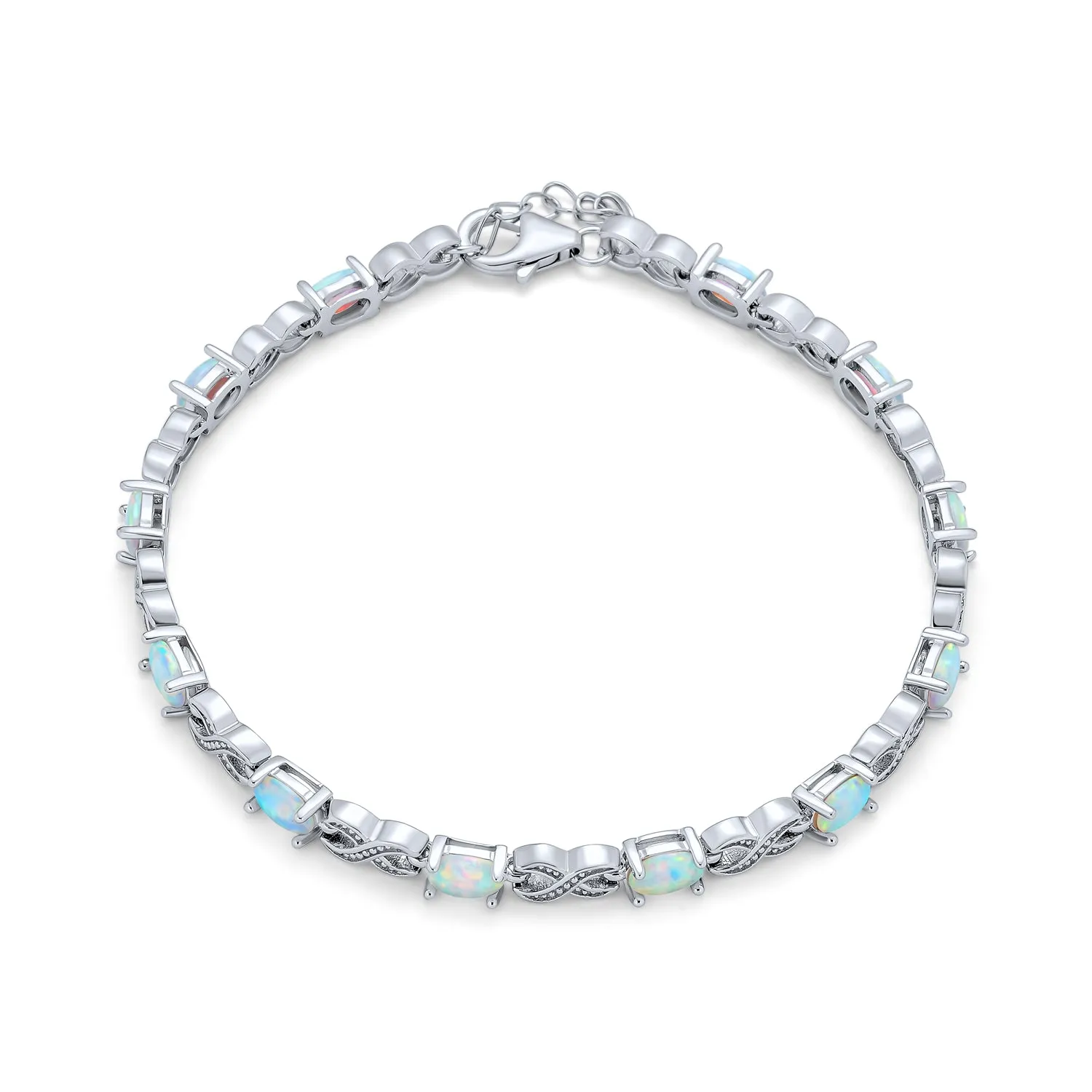 Imitation Amethyst Sapphire Oval AA CZ Infinity Tennis Bracelet Silver
