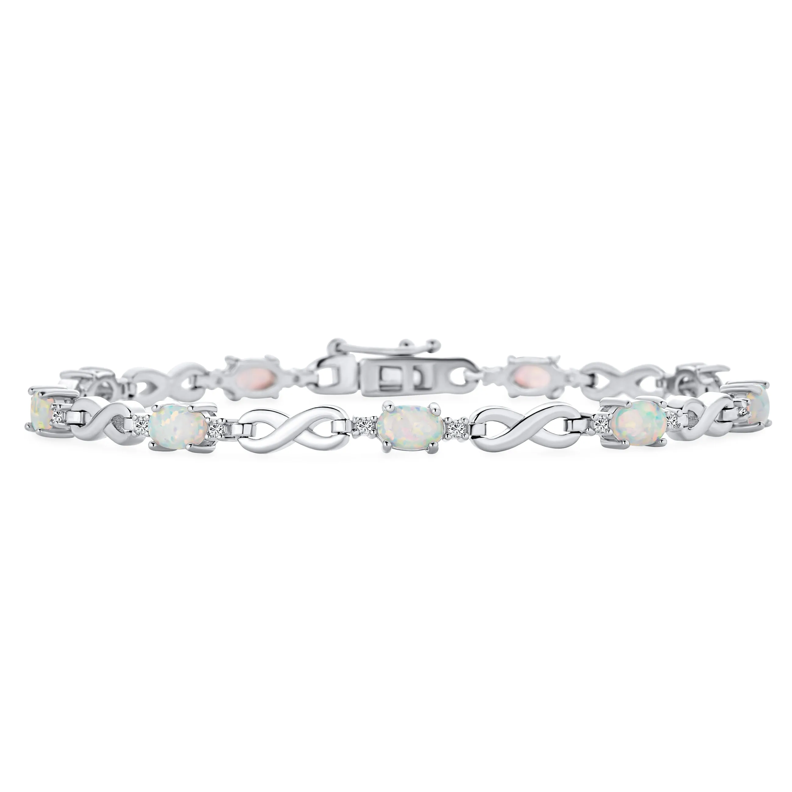 Imitation Amethyst Sapphire Oval AA CZ Infinity Tennis Bracelet Silver
