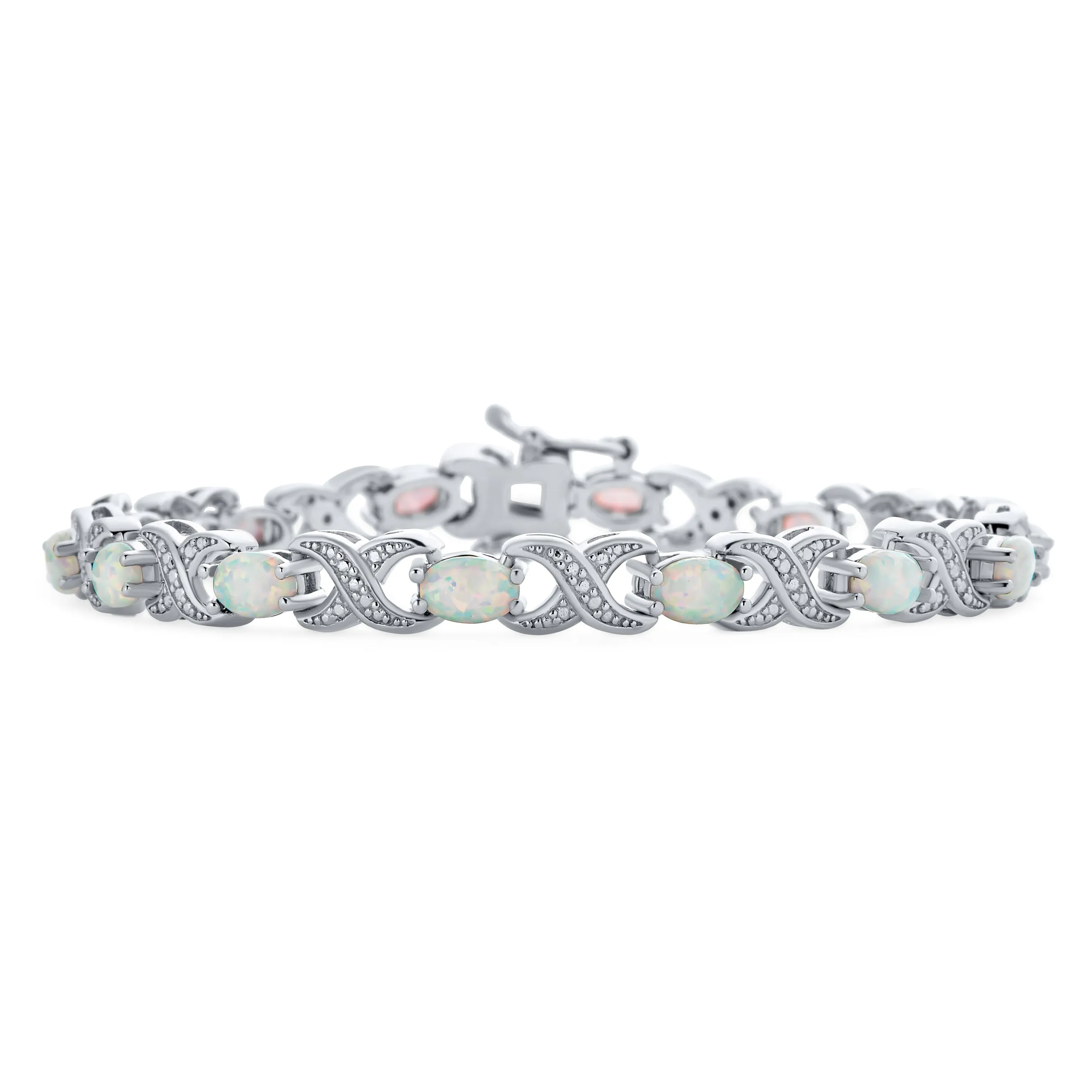 Imitation Amethyst Sapphire Oval AA CZ Infinity Tennis Bracelet Silver