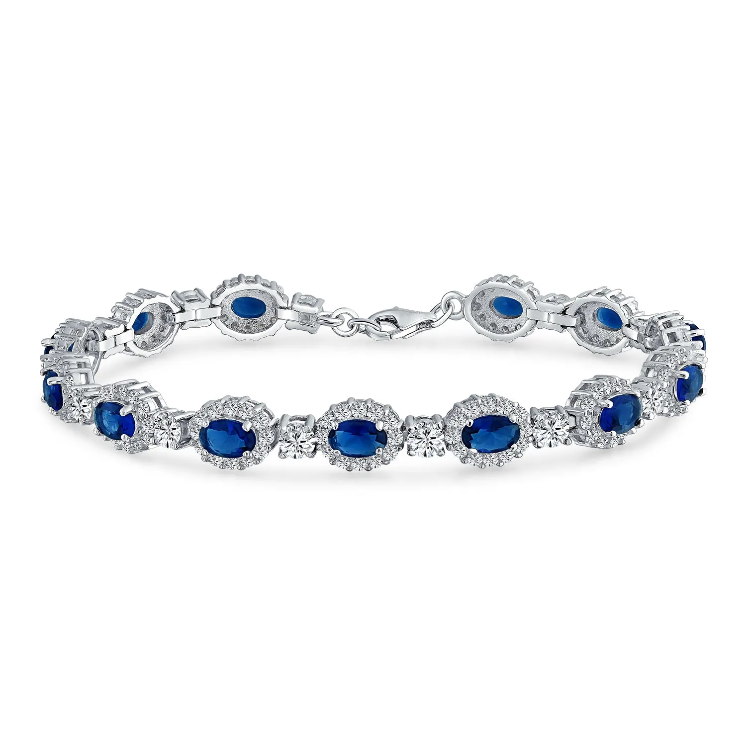Imitation Amethyst Sapphire Oval AA CZ Infinity Tennis Bracelet Silver
