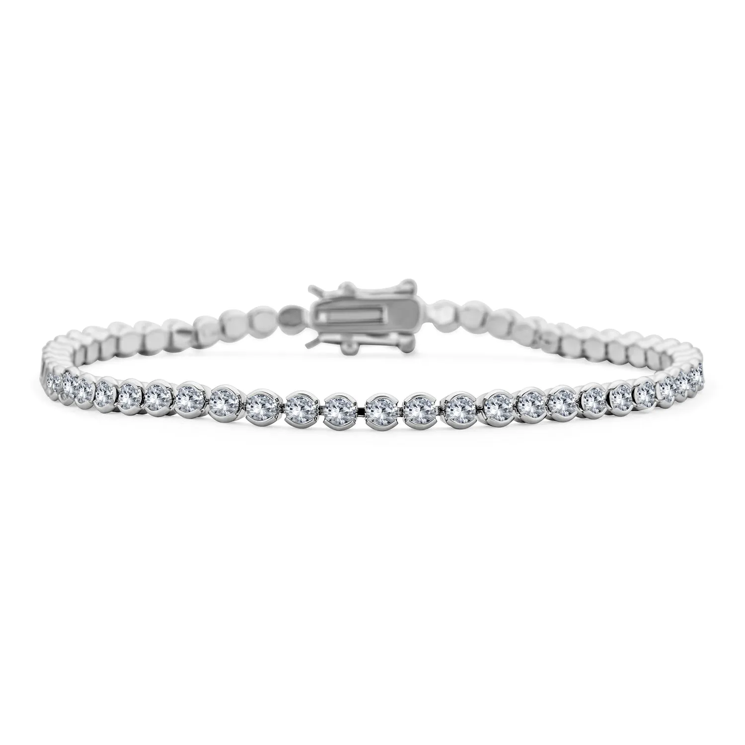 Imitation Amethyst Sapphire Oval AA CZ Infinity Tennis Bracelet Silver