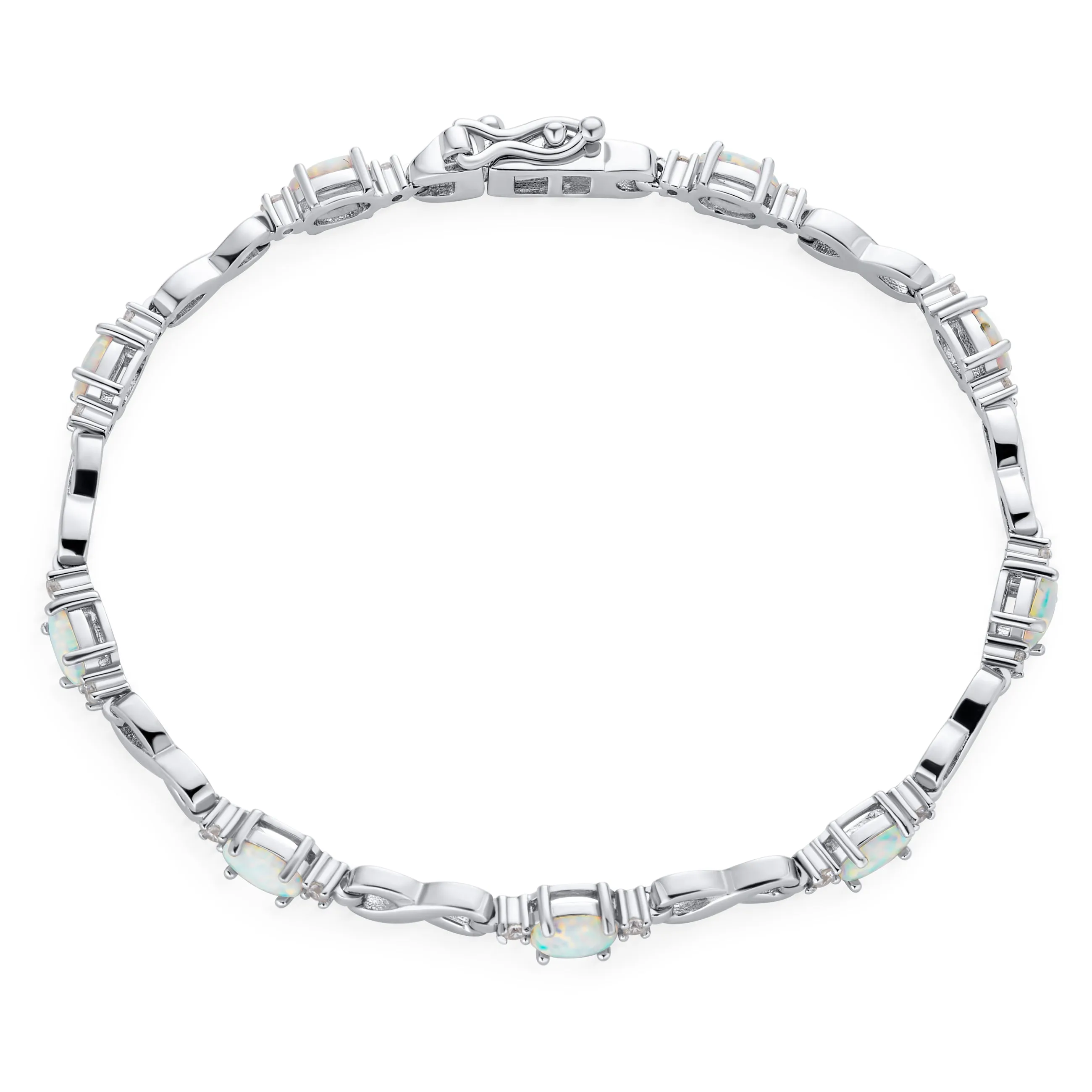 Imitation Amethyst Sapphire Oval AA CZ Infinity Tennis Bracelet Silver