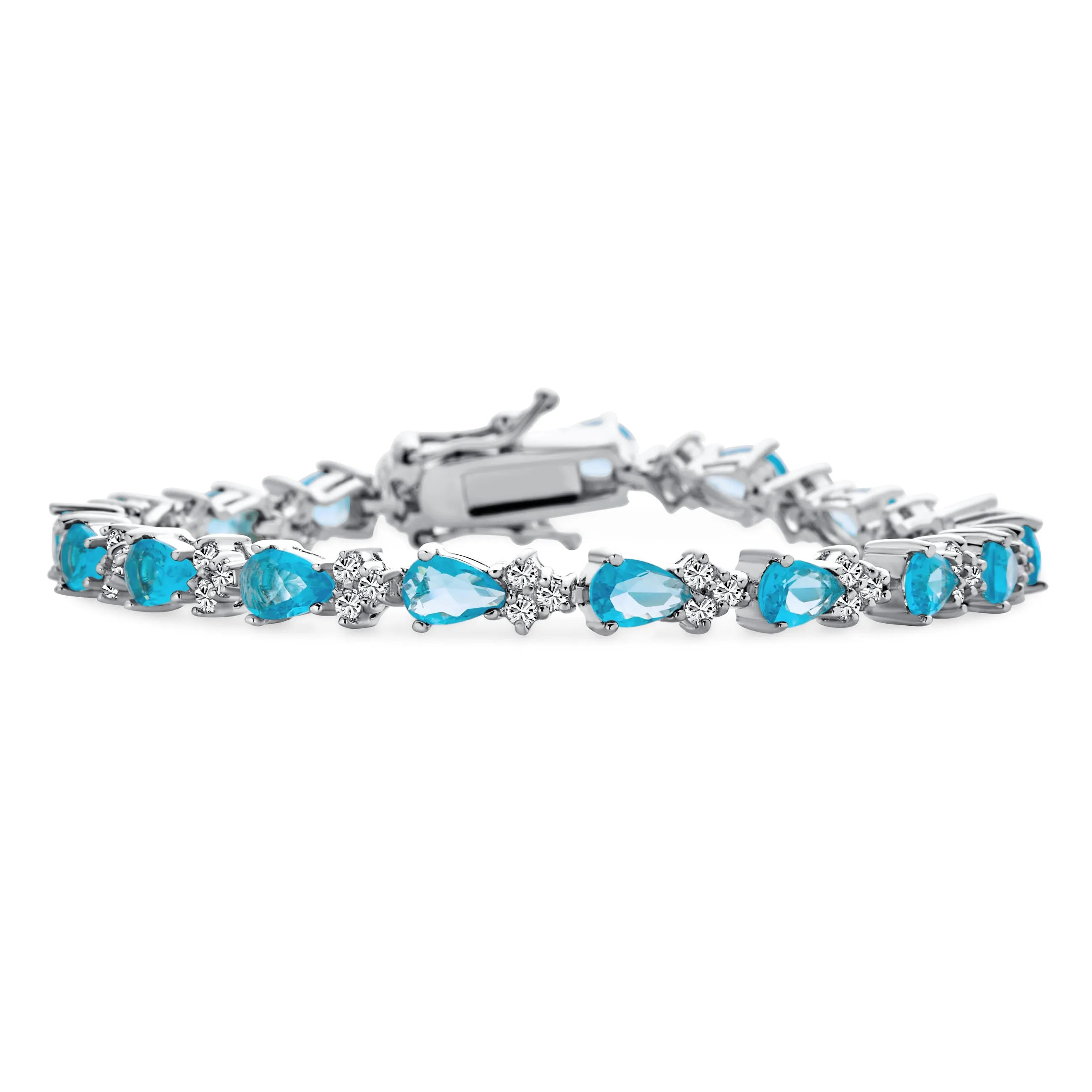 Imitation Amethyst Sapphire Oval AA CZ Infinity Tennis Bracelet Silver