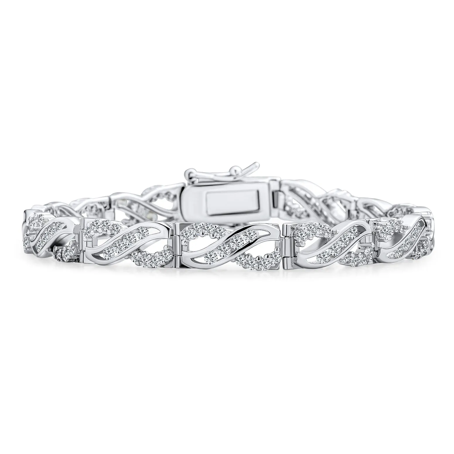 Imitation Amethyst Sapphire Oval AA CZ Infinity Tennis Bracelet Silver