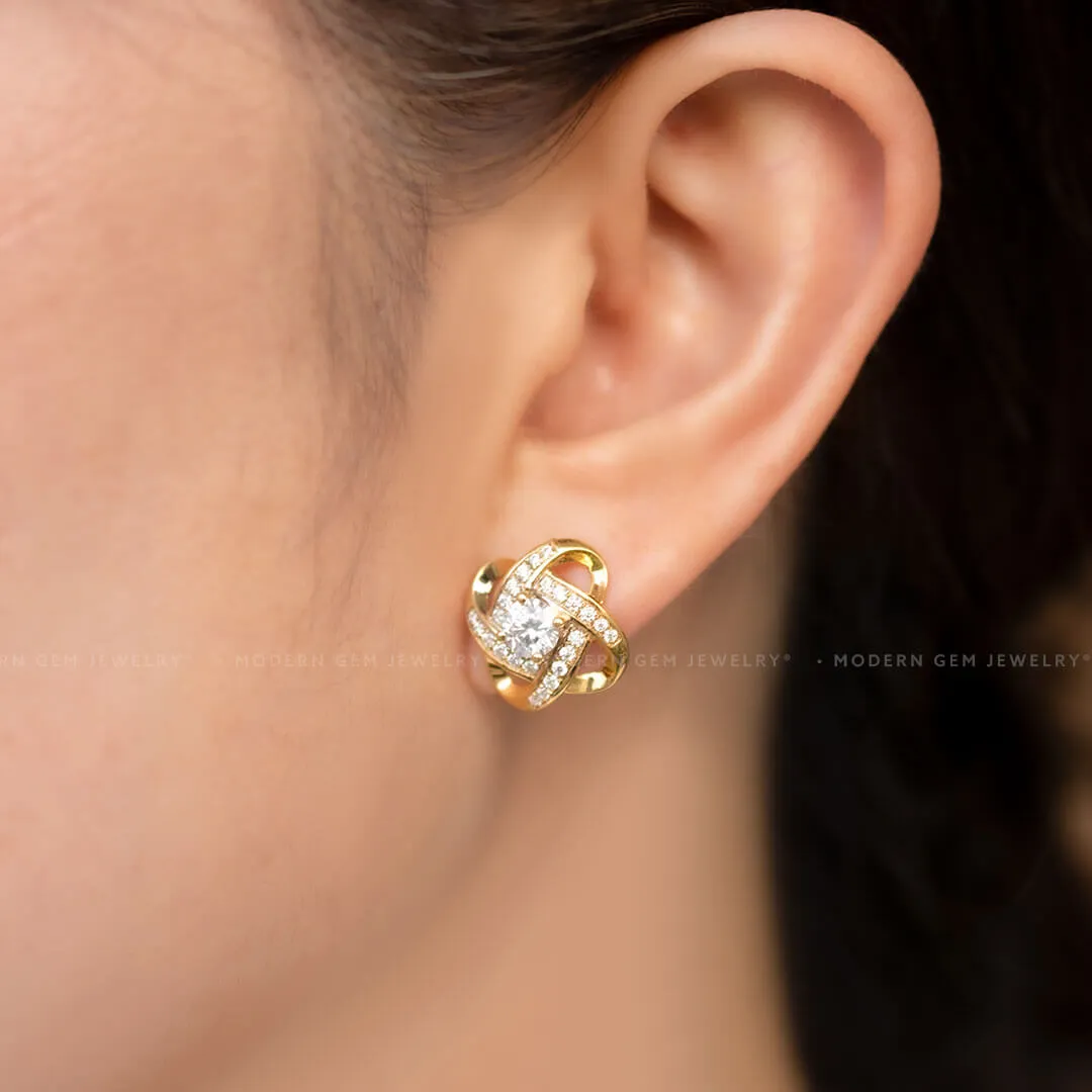 Infinity Earrings with Natural Diamonds in 18K Yellow Gold