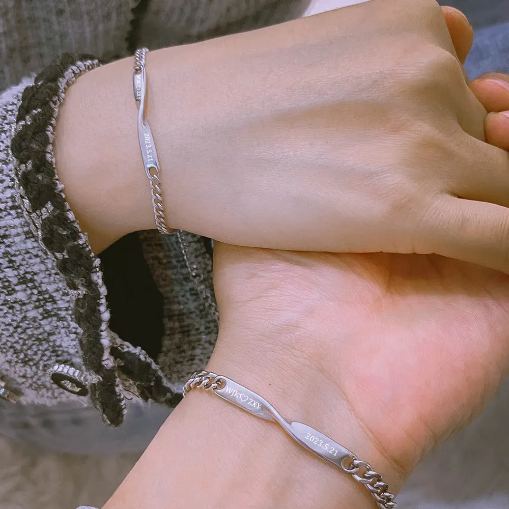 Infinity Engraved Bracelet Set