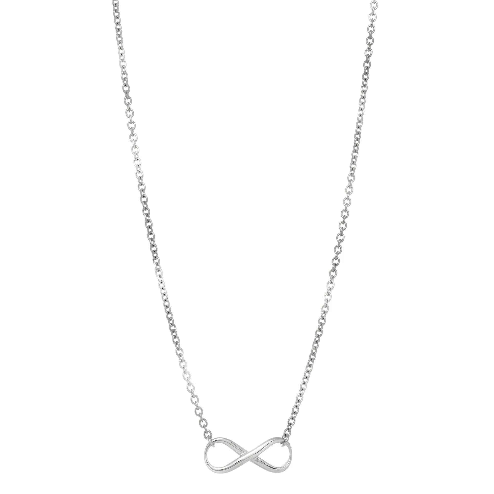 Infinity Sign Link Necklace In Rhodium Plated Sterling Silver - 18 Inches