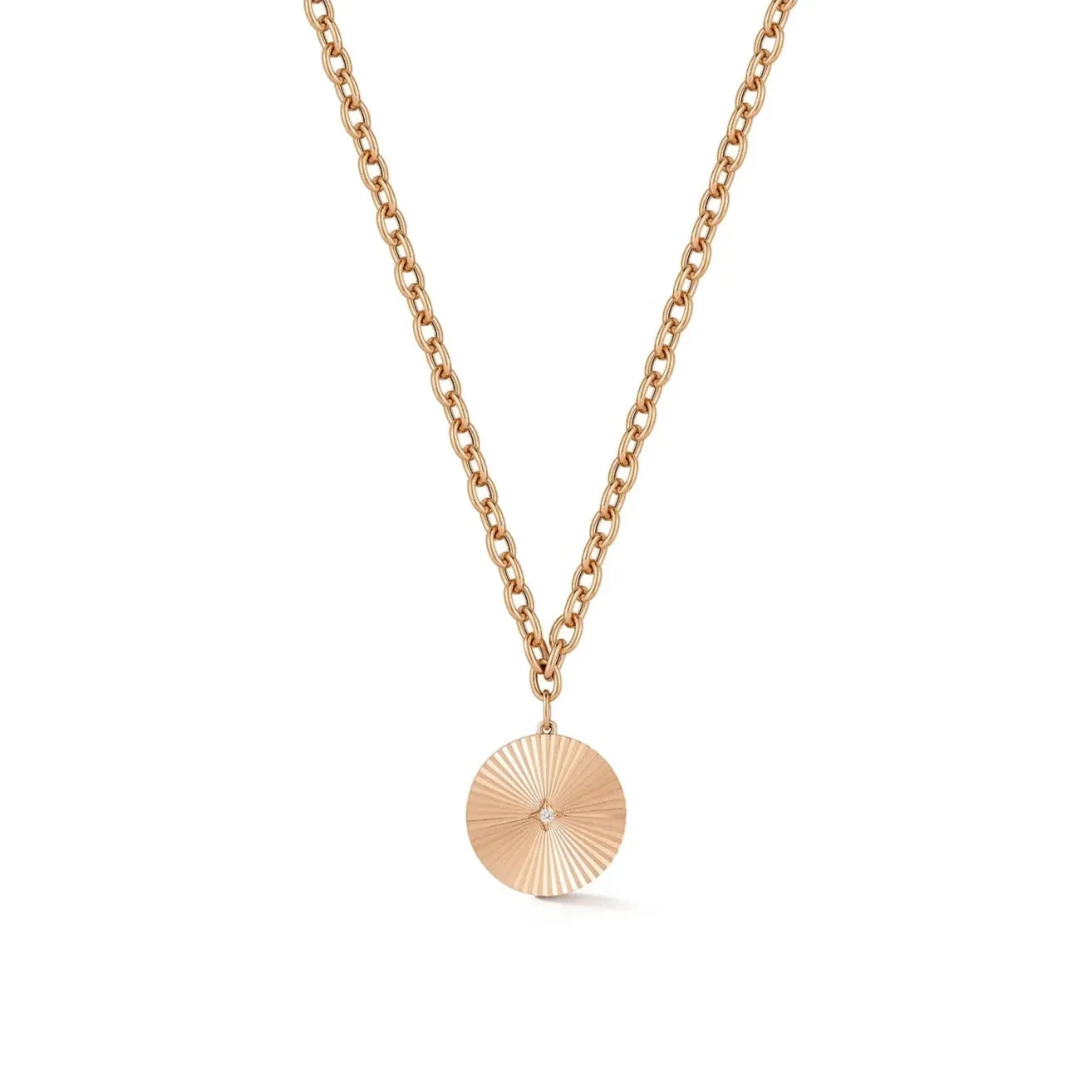 Jumbo Gold & Diamond Fluted Disc Chain Necklace