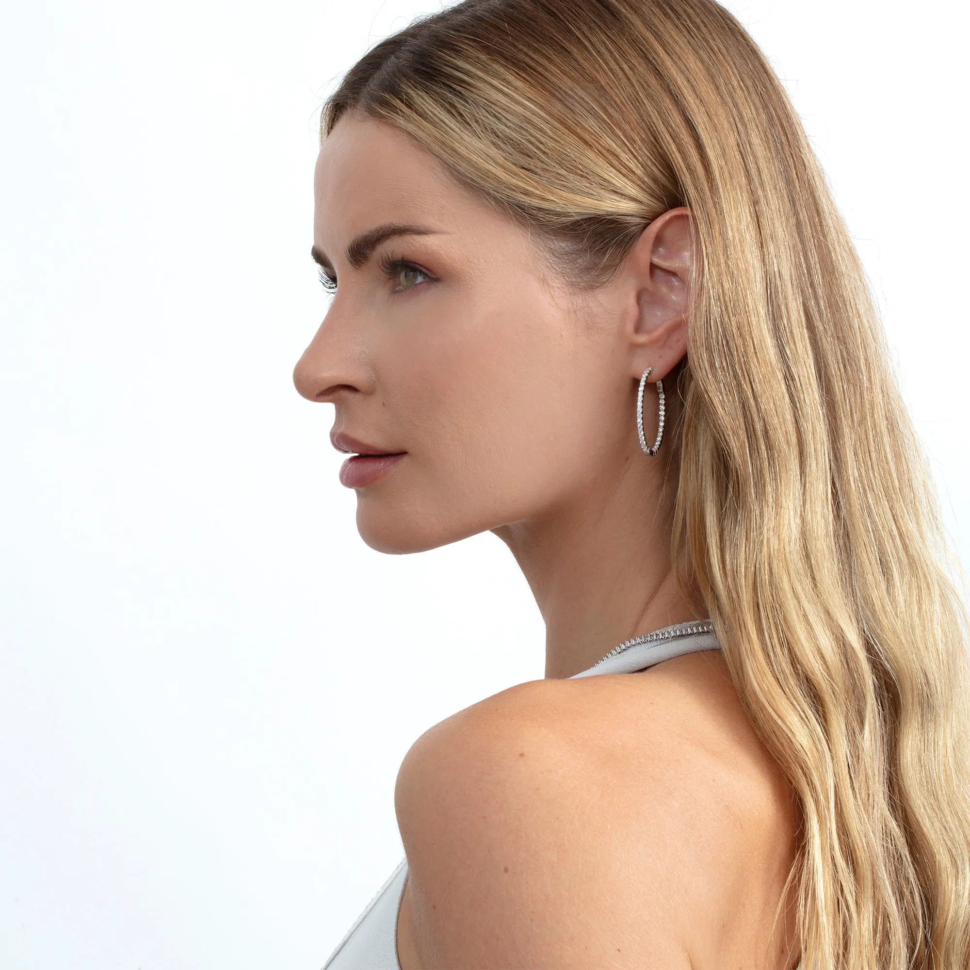 Lab Grown Diamond Oval Hoop Earring, Lucia - 2 mm